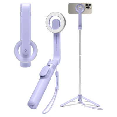 Abbildung von Spigen Magsafe Selfie Stick Stativ Wondersnap [Spigen MagFit Technologie] Bluetooth Fernbedienung Kompatibel mit iPhone 16/15 Pro Max, Samsung Galaxy S24/S23 Lavendar