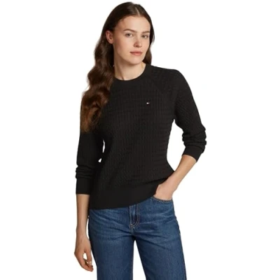 Abbildung von Tommy Hilfiger Cable Strickpullover, Damen, Größe: XS, Black