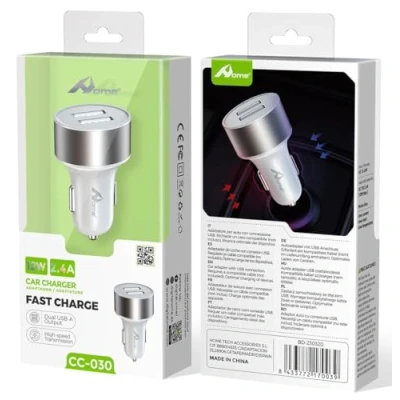Abbildung von Zigarettenanzünder USB, HOME USB Adapter 2.4A/1.0A Auto Ladegerät, 2 Port Schnellladegerät KFZ Ladegerät für iPhone 16/15/14/13, iPad Pro/Air 2/Mini, Galaxy