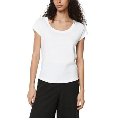 Abbildung von Marc O&#039;Polo Overcut Sleeves DEEP Round NECK Tshirt basic, Damen, Größe: XS, White