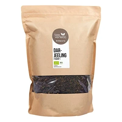 Abbildung von teeverliebt Darjeeling Bio Second Flush 1000 g I loser Tee FTGFOP1 aus Indien leichter Schwarztee mit vollmundigem Aroma Schwarzer lose 1 kg
