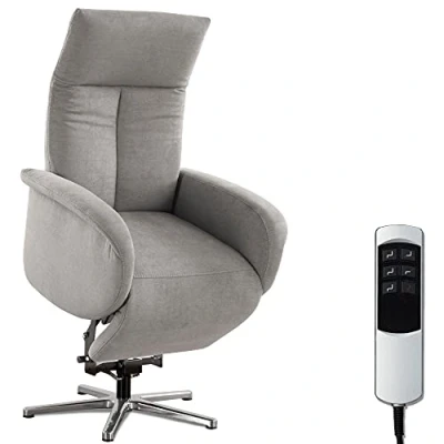 Abbildung von CAVADORE TV Sessel Juba / Pflegeleichter Fernsehsessel mit Aufstehhilfe + elektrisch verstellbarer Relaxfunktion 2 E Motoren 75 x 112 82 Soft Clean Bezug, Silber