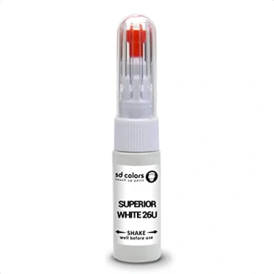 Abbildung von SD COLORS Superior White 26U Ausbesserungslackstift Reparaturset, 20 ML, für Kratzer, Chip, Pinsel, Farbcode