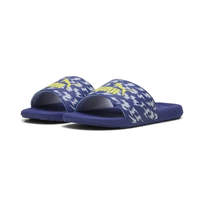 Abbildung von Puma Cool Cat Poised 2 Race Slides Teenager Für Kinder Mit Plain Blue Crystal/Lemon Sherbert/Cool Weather Größe: 35.5