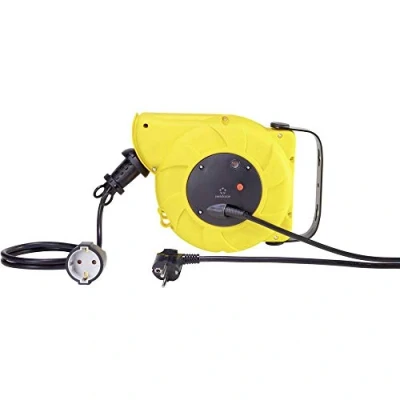 Abbildung von Renkforce RF 3349118 Wandkabeltrommel 9.00 m Schwarz Schutzkontakt Winkelstecker