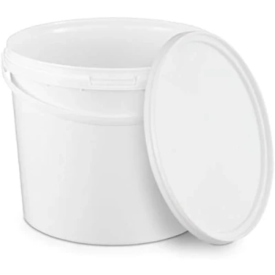 Abbildung von BenBow Eimer mit Deckel 5l weiß 20x lebensmittelecht, stabil, luftdicht, auslaufsicher, geruchsneutral Plastikeimer Henkel leer