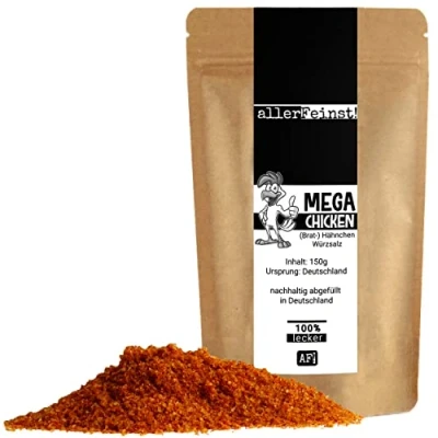 Abbildung von allerFeinst! Premium Brathähnchen Gewürz Mega Chicken köstliches Hähnchen Gewürzsalz für Marinaden, Wings und mehr, 1er Pack (1 x 150g)