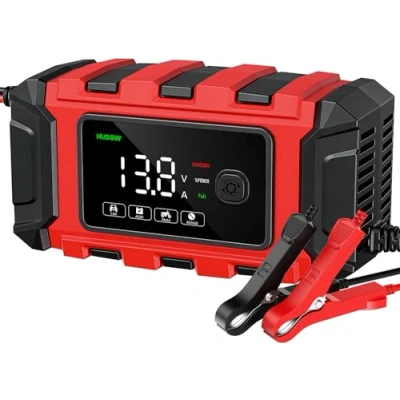Abbildung von 6A Ladegerät Autobatterie, 12V KFZ Batterieladegerät Vollautomatisches Intelligentes Erhaltungsladegerät, LCD Bildschirm für Auto, Motorrad, Rasenmäher oder Boot (6A 2)