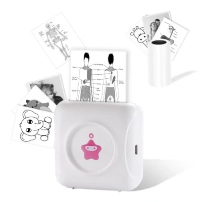 Abbildung von vretti Mini Drucker TP2 Y Sticker Drucker, Fotodrucker Kompatibel mit Android &amp; iOS, Thermodrucker Tragbarer für iPhone Arbeiten Auflistung Notizen Journal Fotos DIY Reisen