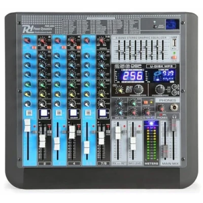 Abbildung von Power Dynamics PDM S804 Dj Mischpult professioneller 8 Kanal Audio Mixer, Mischer, Mixer Bluetooth Empfänger, DSP/MP3, USB Music