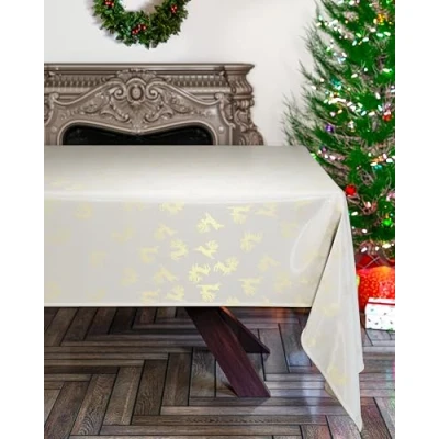 Abbildung von Emma Barclay Tischdecke mit Rentier Motiv, gewebt, Jacquard, 178 x 274 cm, cremefarben/goldfarben