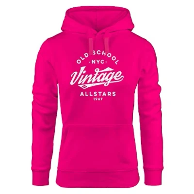 Abbildung von Neverless Hoodie Damen College Style Schriftzug Oldschool Vintage Allstars Kapuzen Pullover Fashion Streetstyle Neverless®