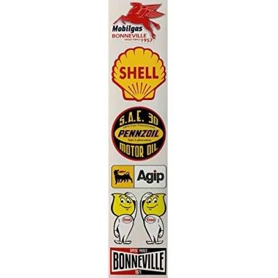 Abbildung von 24/7stickers MG647 / 7X Aufkleber ÖL Breite je ca. 6 cm Shell STP Gasoline Oldtimer Racing Vintage Retro Kult Sticker Rennsport Hot Rod USA V8 Pennzoil