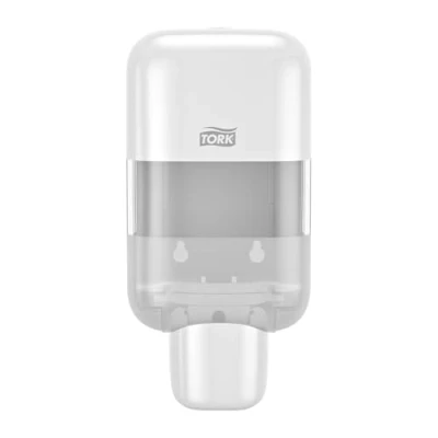 Abbildung von Tork Mini Spender für Seifen und Händedesinfektionsmittel Weiß S5, geeignet Schaumseife, Flüssigseife, Gel Lotion, Elevation Design, 565200
