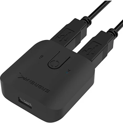 Abbildung von SABRENT usb Freigabeschalter, 2 in 1 out, Computer Peripherie Auswahl Splitter, sharing switch, Verteileradapter für PC, Drucker, Scanner, Maus, Tastatur LED Geräteanzeigen (USB SW20)
