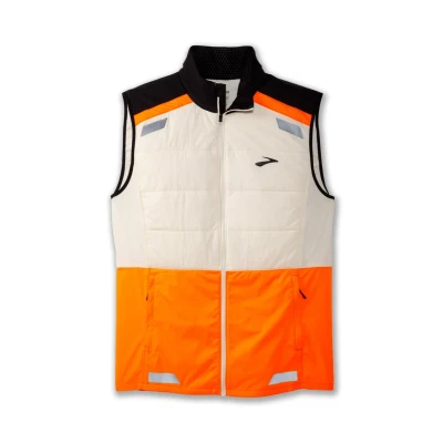 Abbildung von Brooks RUN Visible Insulated VEST 2.0 Weste, Herren, Größe: 52/54, Ecru fluoro flash black