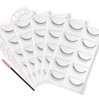 Abbildung von GEMERRY 25 Paar Übungswimpern Wimpernkranz zum üben Training Wimpern für Anfänger Wimpernverlängerung Wimpernstreifen Selbstklebende mit 7 Augenpads und 1 Stück Wimpernpinsel Practice Eyelash