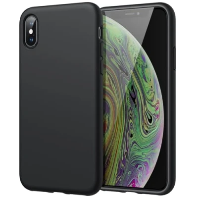 Abbildung von JETech Silikon Hülle für iPhone XS Max 6,5 Zoll, Seidig Weich Berühren Sie Ganzkörper Handyhülle, Stoßfeste Abdeckung mit Mikrofaserfutter (Schwarz)