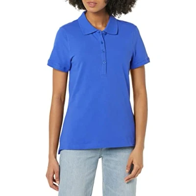 Abbildung von Amazon Essentials Damen Kurzärmeliges Poloshirt (Erhältlich In Übergröße), Blau, L