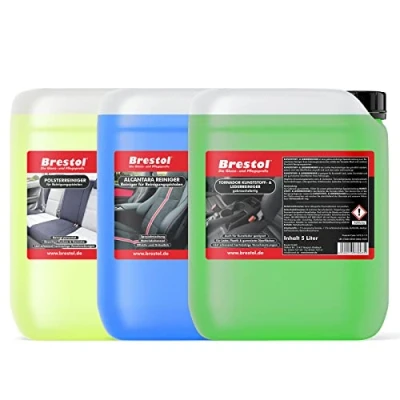 Abbildung von Brestol® Reiniger Set 1x 5 Liter Alcantara + Kunststoff &amp; Lederreiniger Polsterreiniger gebrauchsfertige für Reinigungspistolen Tornador
