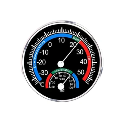 Abbildung von mumbi Thermo Hygrometer Temperatur und Luftfeuchtigkeit Anzeige zur Raumklimakontrolle in Schwarz