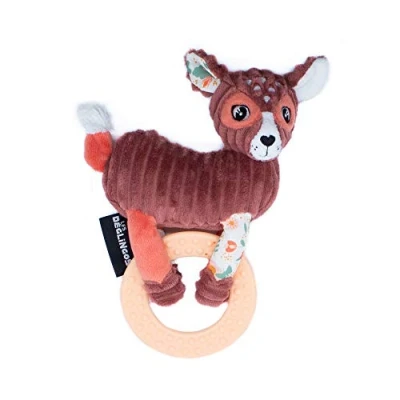 Abbildung von Les Déglingos Beißring für Babys, Mélimélos la Biche, Plüschtier, Biche Baby, Spielzeug zum Kauen, recycelte Füllung