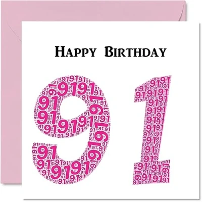 Abbildung von lustige Geburtstagskarte zum 91. Geburtstag für Frau Shapecloud Happy Birthday Karte Großvater, Oma, Vater, Mutter, 145 mm x Grußkarten,