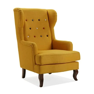 Abbildung von Versa Botones Sessel für Wohnzimmer, Schlafzimmer oder Esszimmer, bequemer und Anderer Sessel, mit Armlehnen, Maßnahmen (H x L B) 103 62 68 cm, Baumwolle Holz, Farbe: Gelb