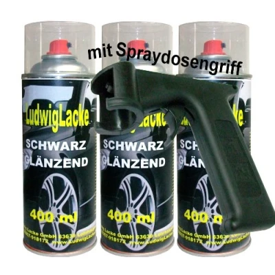 Abbildung von Ludwiglacke 3 Lackspray Schwarz glänzend 400 ml je Spraydose + Spraydosengriff