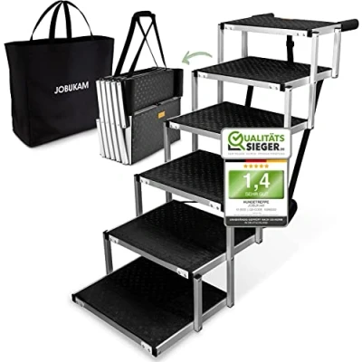 Abbildung von Hundetreppe Auto 80cm 6 stufige Große Hunde bis 70kg Extra Stabile Hunderampe Klappbar Perfekte Einstiegshilfe Hund Rampe Hund, Hunderampen, Hundetreppen, Hundeleiter