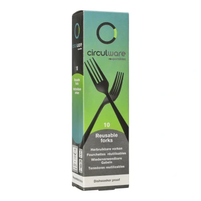 Abbildung von PAPSTAR Einwegbesteck Set 10 &quot;Circulware by Haval&quot; Gabeln PP MF 19cm schwarz &quot;Gaia&quot; extra stabil