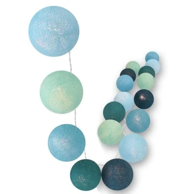 Abbildung von CREATIVECOTTON LED Lichterkette mit Cotton Balls inkl. Timer und Dimmer (20 Kugeln, Meeresbrise)