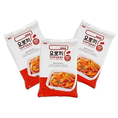 Abbildung von Yopokki Reiskuchen Dreierpack Süß &amp; Sauer im Beutel Korean Instant Rice Cake Pouch Tteokbokki koreanische Sweet Spicy OG ASIA 3x 140g