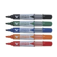 Abbildung von PILOT V Board Master, Whiteboard Marker mit Keilspitze, 5er Set (Schwarz, Rot, Blau, Grün, Orange)