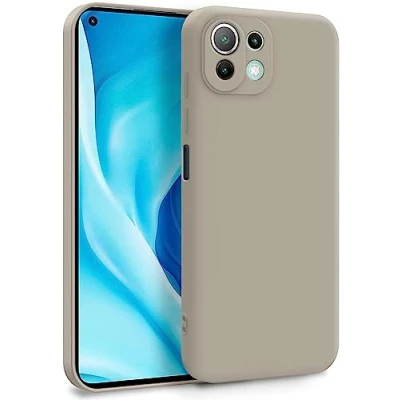 Abbildung von MyGadget Hülle für Xiaomi Mi 11 Lite 5G Zweilagige Handyhülle mit Kameraschutz Cover Innenfutter &amp; Silikon außen Grau