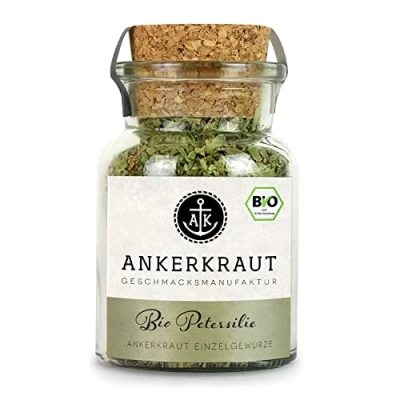 Abbildung von Ankerkraut BIO Petersilie, getrocknet zum Streuen, 15 g im Korkenglas, Kräuter für Kartoffel Eintopf Fleisch, Finisher Gewürz Kochen