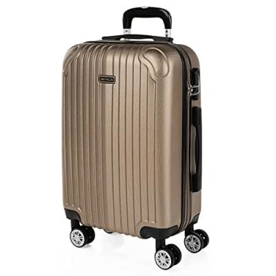 Abbildung von ITACA Handgepäck Koffer Trolley Reisekoffer Mit Rollen und Hartschalenkoffer für Vielreisende. Champagner 71150
