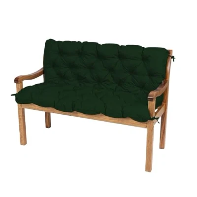 Abbildung von TexDeko® Garden Gartenbankauflage mit Rückenlehne wasserabweisend UV beständig Bankauflage In &amp; Outdoor Sitzkissen und Rückenkissen Hollywoodschaukel Sitzpolster (120 x 50 50cm Dunkelgrün)