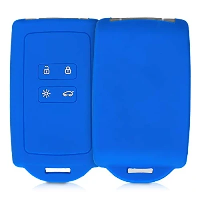 Abbildung von kwmobile Autoschlüssel Hülle kompatibel mit Renault 4 Tasten Smartkey (nur Keyless Go) Silikon Schutzhülle Schlüsselhülle Cover in Blau