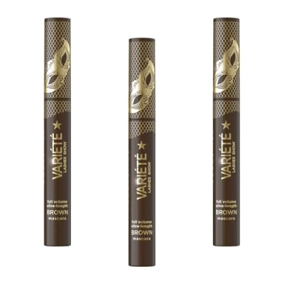 Abbildung von Eveline Cosmetics Variété Braun Volumen und Verlängernde Mascara Erhöht Wimpernvolumen &amp; Länge mit Langanhaltender Formel, Ideal für Hellere Haarfarben