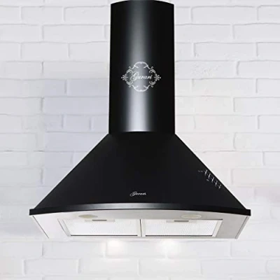 Abbildung von Gurari Dunstabzugshaube 60 cm in Schwarz GCH C 046 BL 6 Wandhaube Sehr Saugstark 1000m3/h 3 Stufen, Drückknöpfe Abzugshaube Ablufthaube/Umlufthaube Schwarze Kaminhaube, inkl.Umluftset