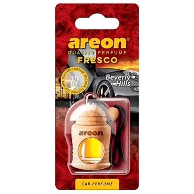 Abbildung von AREON Fresco Auto Duft Beverly Hills Hängend Glas Duftflakon Flakon Holz Set Anhänger Spiegel Schwarz 4ml (Pack x 6)