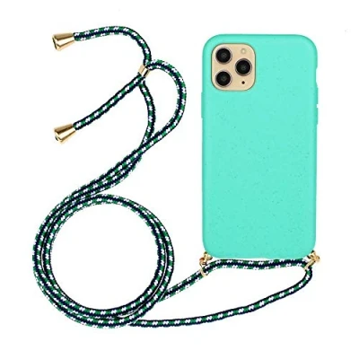 Abbildung von CoverKingz Handykette kompatibel mit iPhone 12 Pro Max Handyhülle Case Phone Strap Silikonhülle Cover Handy Hülle zum Umhängen Grün