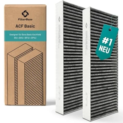 Abbildung von FilterBase® Aktivkohlefilter passend für Bora Basic, BAKFS Filter Aktivkohlefilterset (2 Stück) Ihr BIU BHU oder BFIU Kochfeld mit Umluft