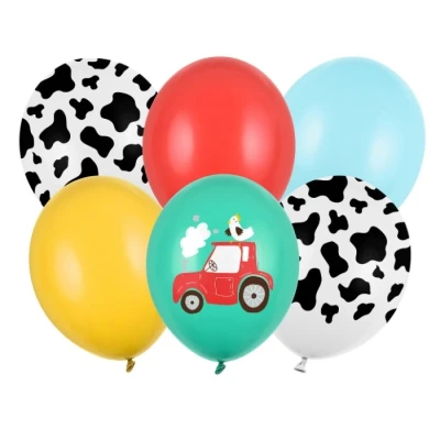 Abbildung von Luftballons Bauernhof 30cm 6er Set Latex Kindergeburtstag Ballondeko Partyballons Deko Farm Traktor
