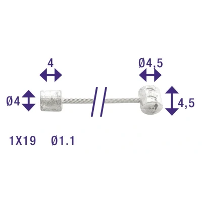 Abbildung von Schaltzug Innen Elvedes 2250mm Galvanisiert Ø1,1mm N nippel En T (blister)