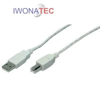 Abbildung von Kabel USB 2.0 Anschluss A =&gt; B 2x Stecker grau 2 Meter