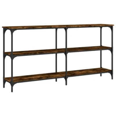 Abbildung von SDWEHO7 Schmal Konsolentisch mit Ablagen, Moderner Flurtisch Eingangstisch Beistelltisch Hinter dem Sofa, Sofatisch für Wohnzimmer Flur, Räuchereiche 150x29x75 cm Holzwerkstoff