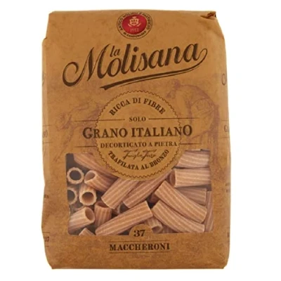 Abbildung von La Molisana Pasta Integrale Maccheroni n37 Vollkornnudeln Vollkornpasta,100% italienischer Weizen,Bronzepaste 500g Packung + Italian Gourmet Polpa di Pomodoro 400g Dose