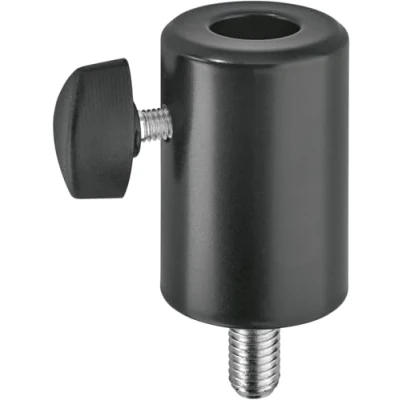 Abbildung von K&amp;M 66370 Mini TV Zapfen Adapter Schwarz aus Aluminium mit Außengewinde M10 für 5/8 Zoll Spigot Anschluss